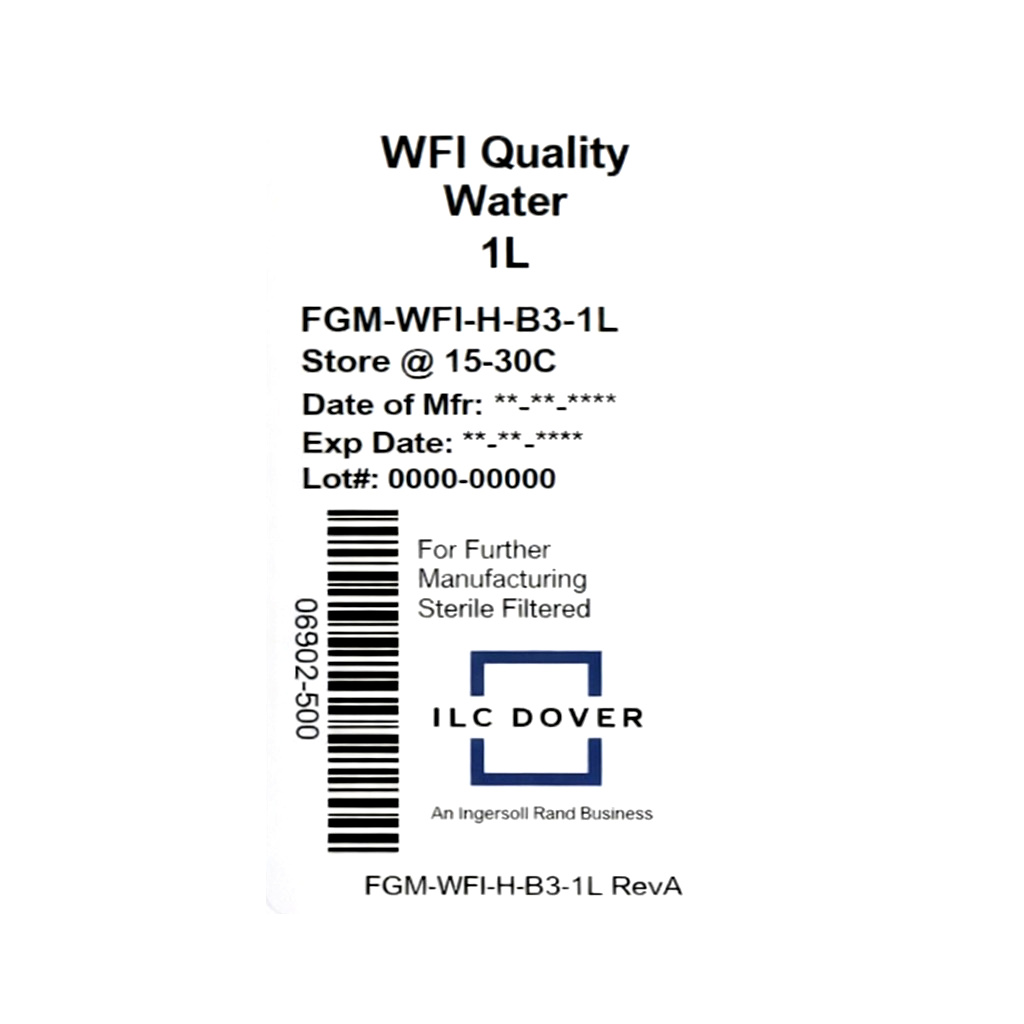Buy Water for Injection (WFI) Quality Water 6x1L | ILC Dover Shop